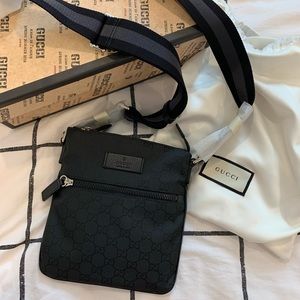 Gucci Shoulder Crossbogy Gg Web Black Nylon Bag